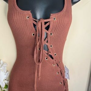 Ribbed Lace Up Jumpsuit 🤎🍫